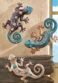 Set Of Three Gecko Lizards Southwest Wall Art Decoration 3D