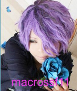 IB Garry Purple Mix Short Curly Anime Cosplay Party Hair Wig Free Wig
