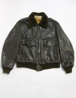 Vintage 80s William Barry Leather Faux Fur Lined G 1 Style Bomber