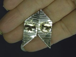 Modernist Gabriel Ofeishsterling Silver Pierced Ribbon Earrings 1 3 8