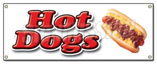  Banner Sign Hot Dogs Cart Chicago Wiener Franks Chili Red Hot