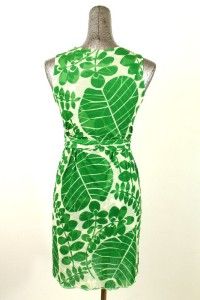 Green Floral Sweet Pea Stacy Franti V Neck Sleeveless Dress Tie Waist