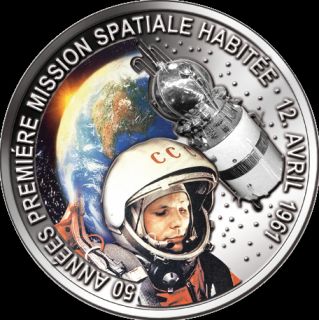Gagarin Coin Benin Only 961 issued 50 Years Manned Space Flight 100