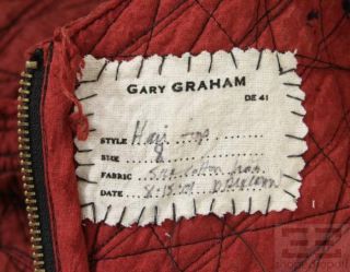 Gary Graham Burgundy Embroidered Raw Edge Asymmetrical Top Size 8