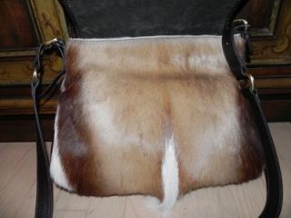 Diane Gail Tan Antelope Hair Fur Leather Cross Body Messenger Bag