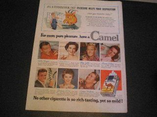 1955 Camel Cigarettes Ad John Wayne Gene Nelson Dru
