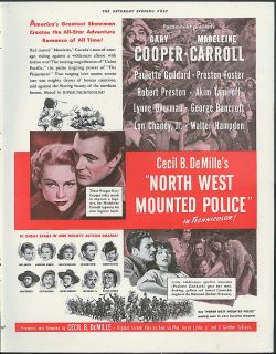 Gary Cooper Madeleine Carroll in North West Mounted Police movie ad
