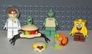 Lego Spongebob Characters Sandy Gary Plankton Robot Squidward Krabby