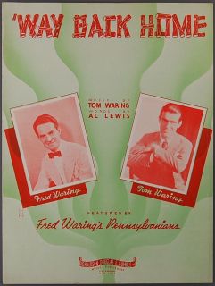 Way Back Home Sheet Music Tom Fred Warings Pennsylvanians Lewis Sheet