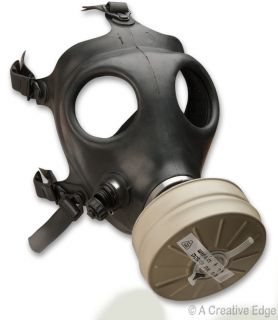 Israeli Military Black NBC Gas Mask w NATO 40mm Filter Drinking Tube