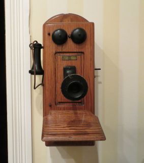 Antique 1900s Quartersawn Oak Sumter Telephone Wall Crank Phone