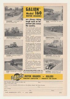 1960 Galion Model 160 Motor Graders 8 States Print Ad