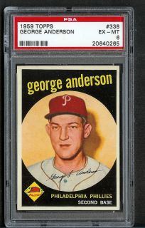 1959 TOPPS #338 GEORGE SPARKY ANDERSON HOF PSA 6 EXCELLENT TO MINT