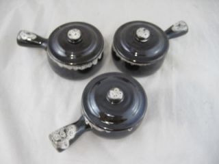 Vintage Set of Ceramic French Onion Style Soup Bowls Crock Single Serv