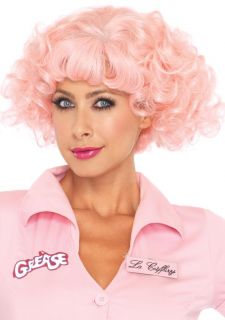 Grease Movie Frenchie Pink Wig Short Curly Wavy Wigs New Adult