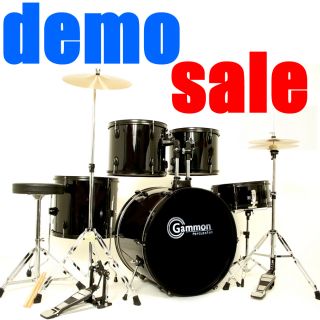  DENT 5 Piece DRUM SET BLACK with Cymbals & Stands GAMMON DEMO 2ND SALE