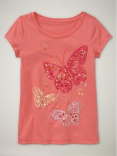 Girls Gap Kids Butterfly Shirt Top Spring Summer Sz 6 7