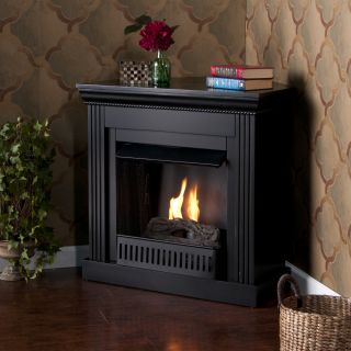 Wexford Convertible Black Gel Fireplace Optional 32 Flat TV Stand SEI
