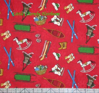 SSI Camp Christmas J Wecker Frisch Red Fabric by Yard