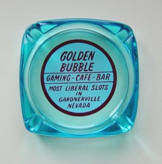 Golden Bubble Gardnerville NV RARE Vintage Blue Ashtray