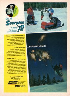 70 Scorpion RARE Vintage 1970 Snowmobile Magazine Ad