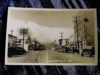1940s Gardnerville Nevada Real Photo Postcard Street Scene Old Cars