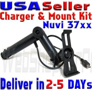 Garmin Nuvi 3750 3760 3790 LMT Charger Cable Mount Kit