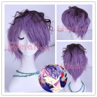 ib garry purple mix 30cm short curly cosplay wig c44
