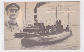 German U Boat Deutschland Postcard Visit to New London Connecticut