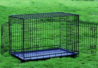 Extra Large 48 Folding Two Door Dog Crate Cage Kennel