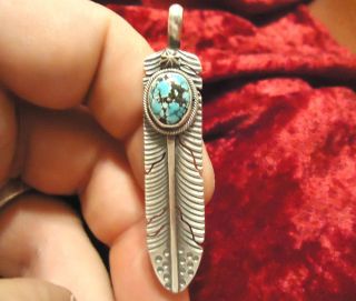 NATIVE AMERICAN NAVAJO GARY REEVES .925 STERLING SILVER & TURQUOISE