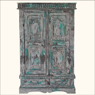  Reclaimed Wood Hand Painted Wardrobe Armoire Closet Rustic Furniture