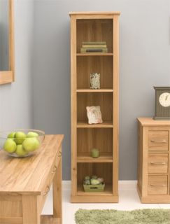 Solid Oak Narrow Bookcase Shelf Living Room Furniture