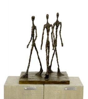  Art Bronze Sculpture Three Men Walking Giacometti Signed