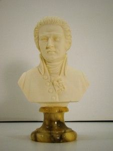 Arnaldo Giannelli Alabaster Sculpture Mozart Bust on Marble Base
