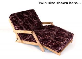 twin size trifold futon lounger frame pine wood new versatile and
