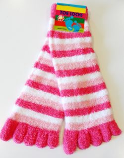 Fuzzy Hot Pink Striped Harajuku Style Slipper Toe Socks