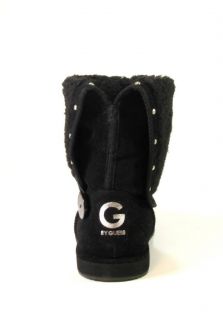 by Guess Womens Shoes Anya Booties Foldover Faux Fleece Cuff Black