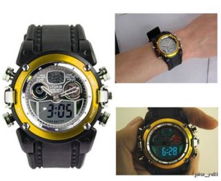  OSHEN Dual Display Mens Boy Silicon Sport Wrist Watch + Gift Box Tin