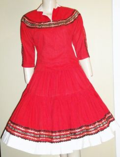 1950s Vintage Georgie Red Swing Skirt Top Outfit