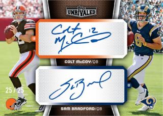 2010 Topps Unrivaled Colt McCoy Sam Bradford Dual Autograph RC Card