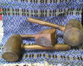 Vintage Wooden Hammers Mallets Gavels from Pennsylvanian Estate