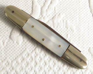 Early Vintage German Germania Cutlery Works 2 Blade Pocket Knife w MOP