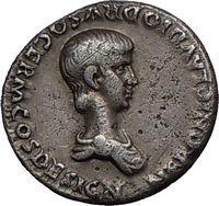 Nero as Caesar Rome 51AD Silver Denarius Neros Portrait Shield Spear