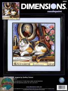 Needlepoint Kit Dimensions Gershwin Composer Kitty Cat on Piano 20049