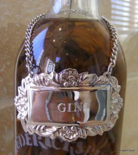 Gin Silver Engraved Liquor Tag Emblem Decanter Label