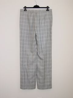 New Giorgio Armani Grey Multicolor Wool Silk Linen Check Pants 46 12