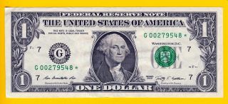 STAR NOTE LOW 640K RUN G00279548* 2009 $1 CHICAGO (FW) CIRCULATED FREE
