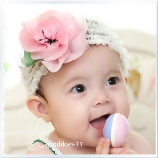Girl Newborn Baby Crochet Flower Headband Hair Accessories Pink Color