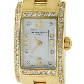  Mercier Geneve Pearl Diamond 18k Solid Yellow Gold Quartz Ladies Watch